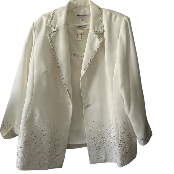 Maxie Klein Collection's 2 Piece Set Jacket and Matching Sleeves Top Ivory 24W - Picture 1 of 5